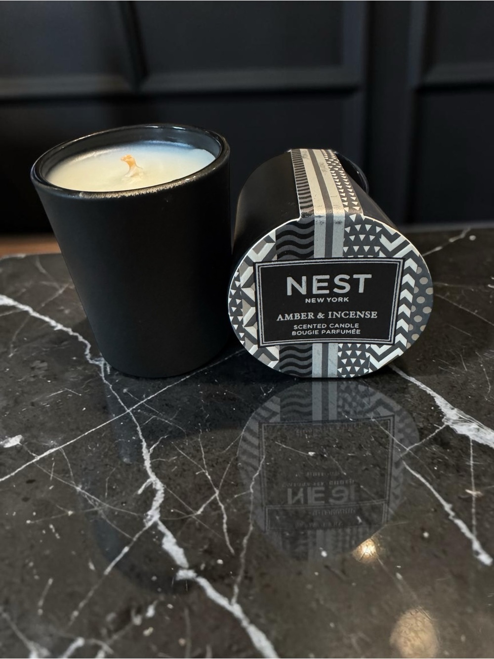 NEST New York Amber & Incense Scented Candle Mini Votive with Cover